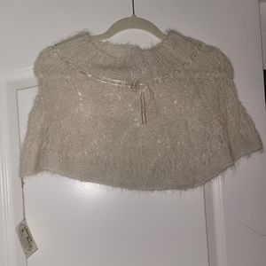 NEW Women's Off White Hand Knitted Mohair Cape/Shoulder Cover